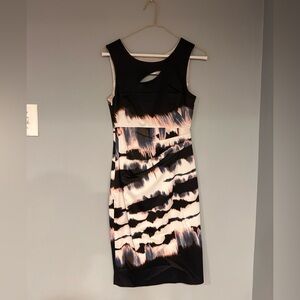 Karen Millen Black and Cream Backless Dress